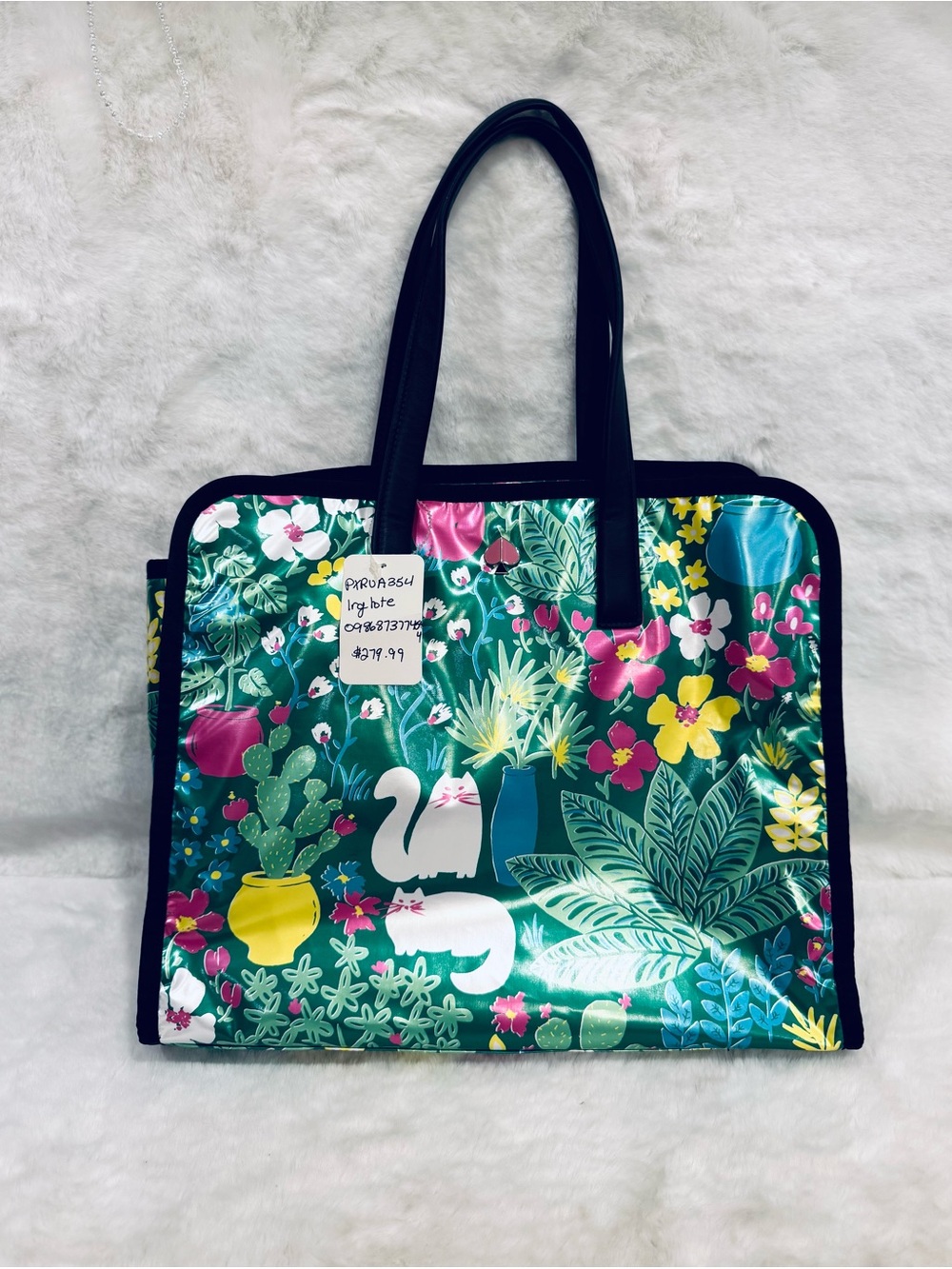 Kate Spade Morley tote large garden cat print gorgeous hard to find spring NEW